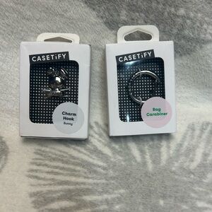 Casetify Silver Bunny Charm Hook & Silver Bag Carabiner Set